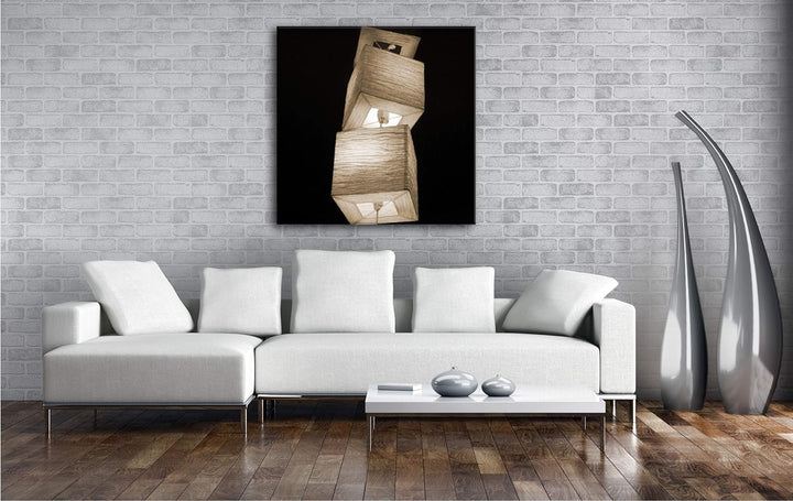 deyoli leuchtende Lampenreihe Format: 60x60 Effekt: Sepia als Leinwandbild, Motiv auf Echtholzrahmen