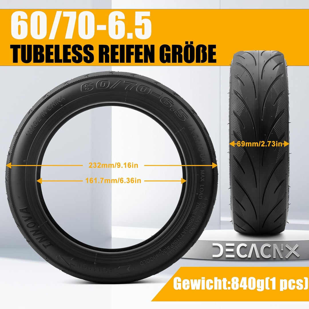 60/70-6.5 Reifen Tubeless für Segway Ninebot MAX G30, Selbstheilender Pannensicher Tubeless E Scoote