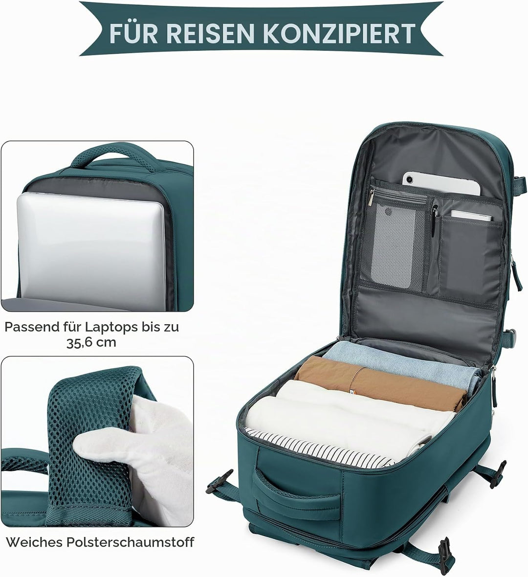 SZLX Grosser Reiserucksack Damen,Ryanair Handgepäck 40x20x25 Rucksack Easyjet Cabin Bag Rucksack Was