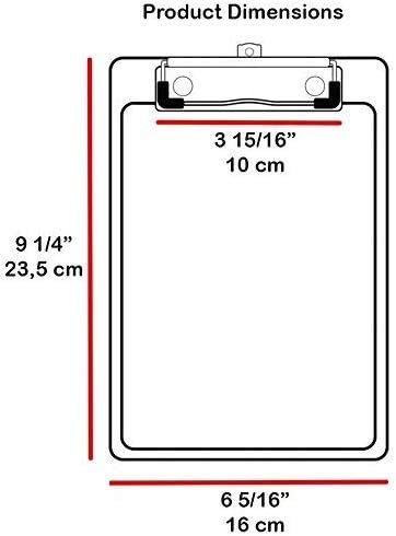 Acrimet Klemmbrett Memo (23.5 cm x 16 cm) Flacher Metallklammer (Rot Farbe) (Plastik) (6er-Pack)