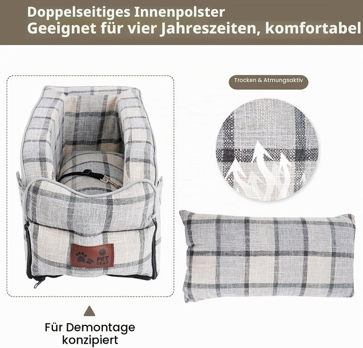 Hunde autositz,Mittelkonsole für Hunde Katzen,kleine Stabiler hundeautositz mit Gurt,Abnehmbarer Was