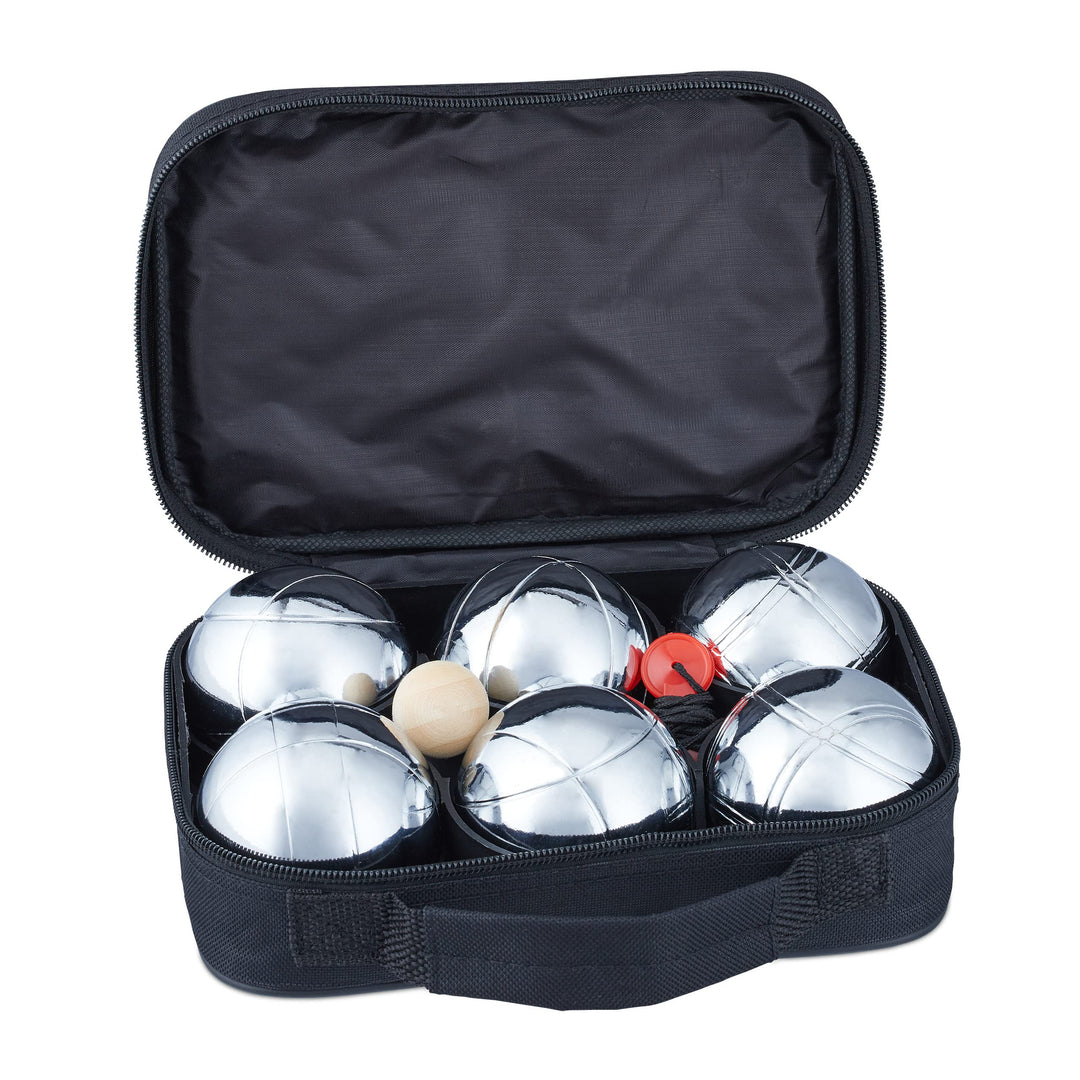 2 x Boule Set, 12 Boccia Kugeln aus Metall, 2 x Zielkugel &amp; Abstandsmesser, Petanque mit Tragetasche