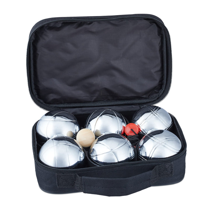 2 x Boule Set, 12 Boccia Kugeln aus Metall, 2 x Zielkugel & Abstandsmesser, Petanque mit Tragetasche