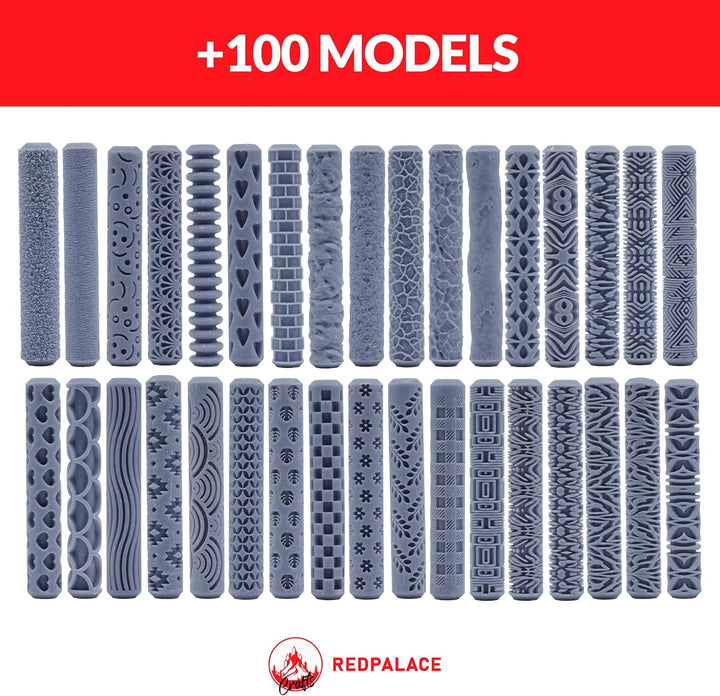 7 Geländestrukturrollen, REDPALACE Bastel-Polymerknete, DIY-Keramikmodellierwerkzeuge, Dekorative Mu