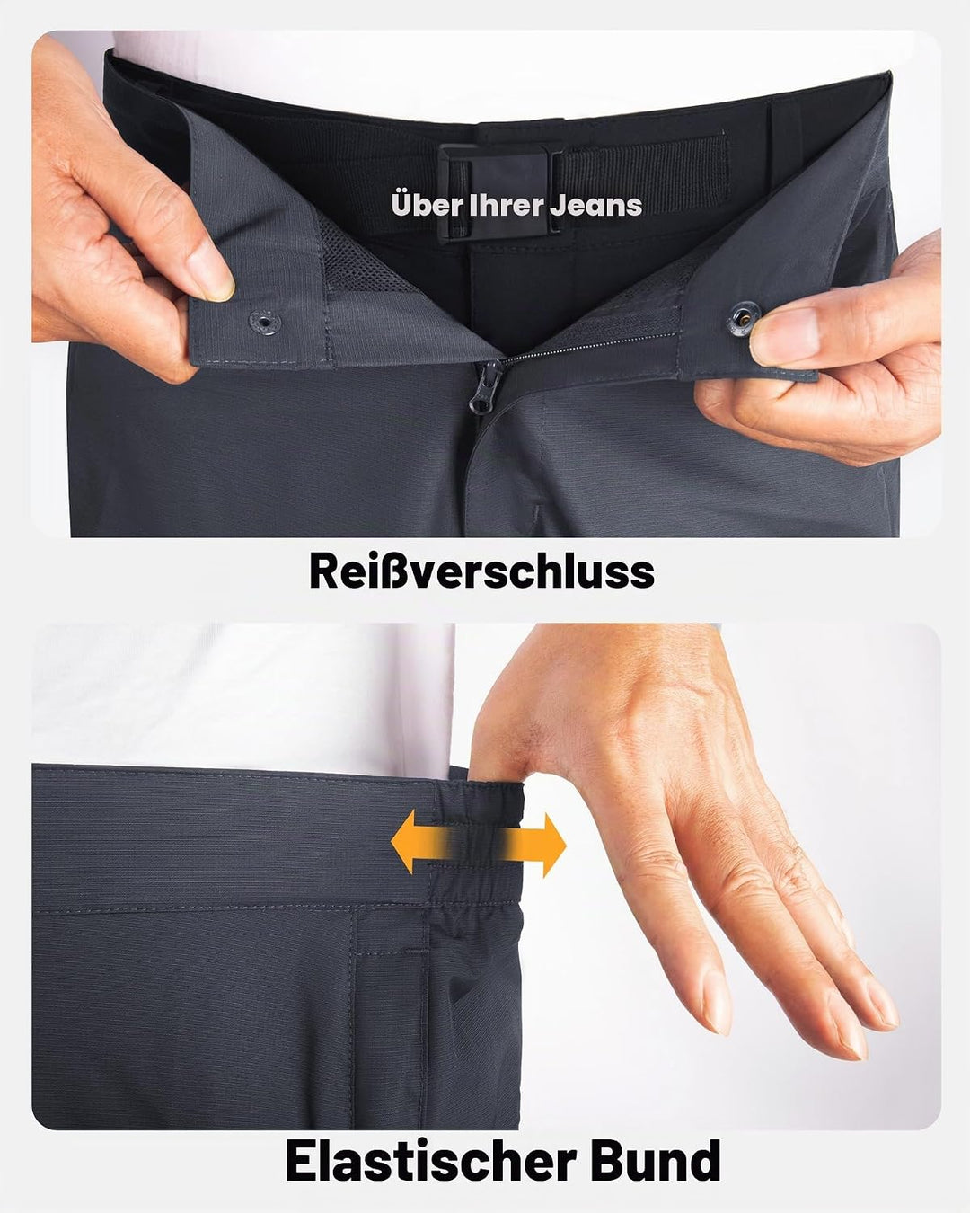33,000ft Regenhose Herren Wasserdicht Full Zip Wanderhose, Atmungsaktiv 2-Lagen Überziehhose Fahrrad