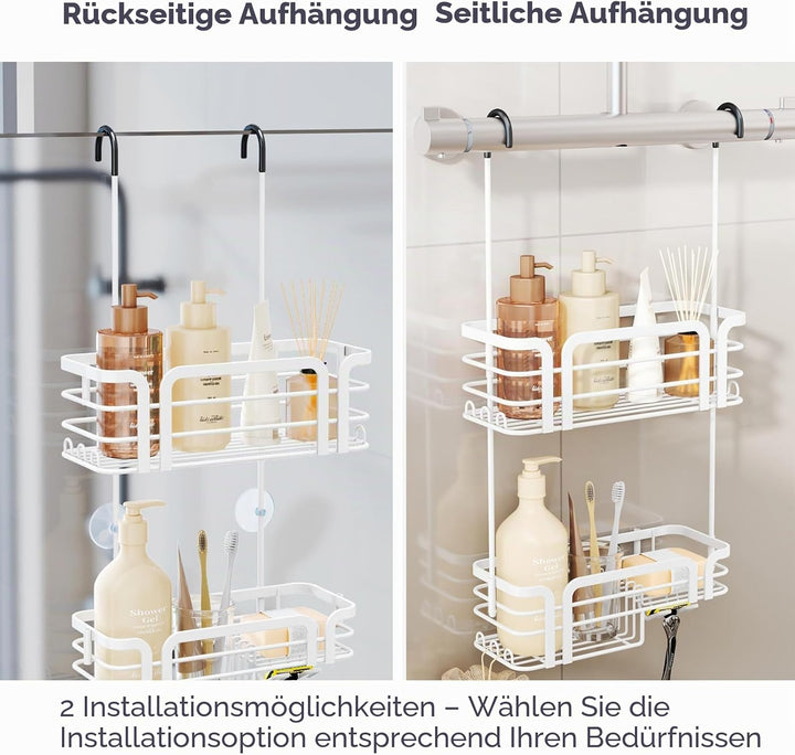 SWTYMIKI Duschablage zum Hängen Duschregal Hängend - Duschregal zum Hängen mit Seifenhalter, 11 Hake