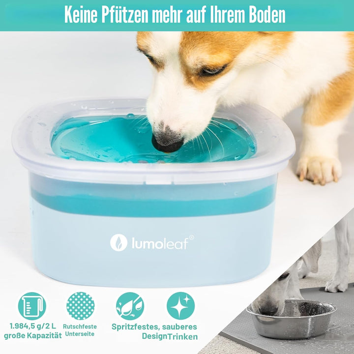 LumoLeaf Wassernapf für Hunde, kein Verschütten, langsamer Futterspender, hält Maul trocken, tropffr