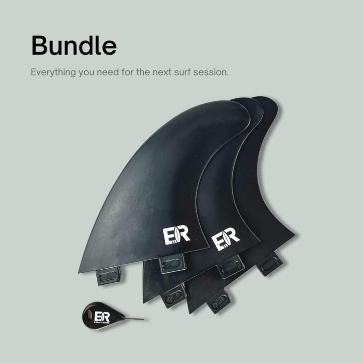 Eisbach Riders Bio-Based Surfboard FCS Thruster Fin Set mit Fin Key (Grösse G5 Medium) - Made in Ger