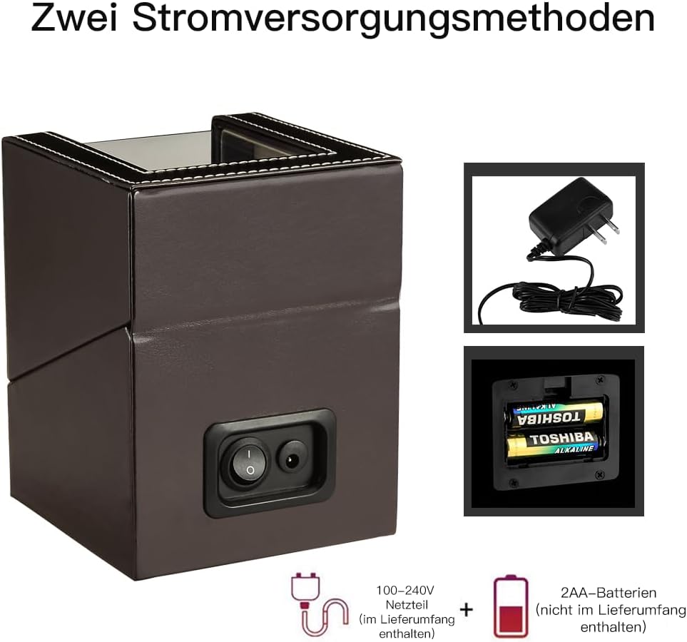 LINGFANSTORE Automatische Uhrenbeweger Box,luxuriöser Single Uhrenbeweger,Uhrengehäuse mit leisem Ma