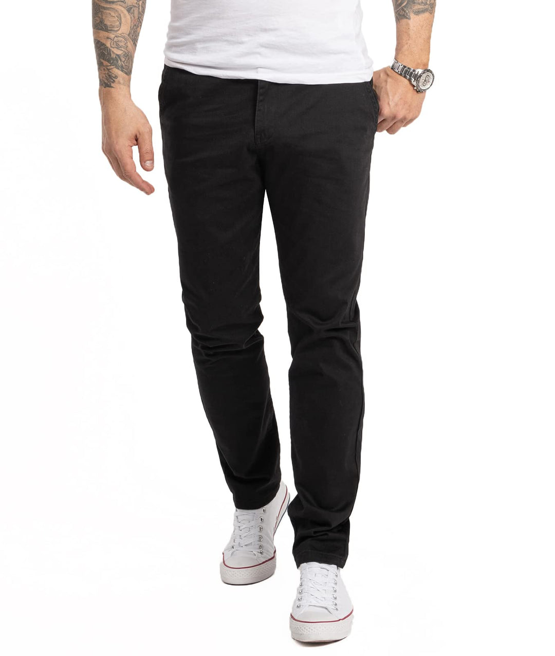 Indumentum Chino Hose Basic Regular Fit IR-506 36W / 30L Schwarz, 36W / 30L Schwarz
