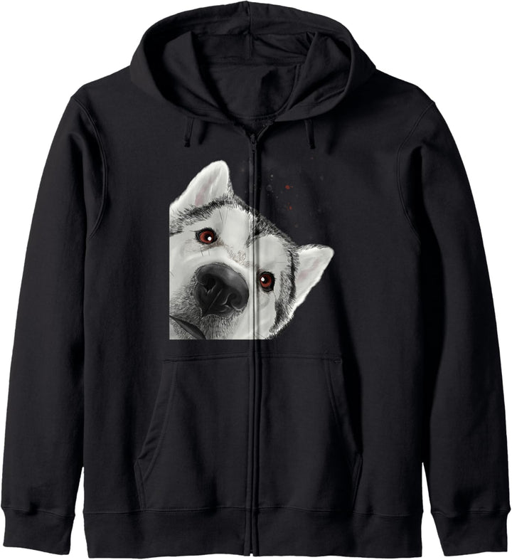 Neugieriger Hund Alaskan Malamute Kapuzenjacke