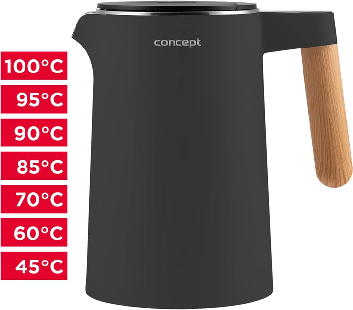 Concept RK3302 Wasserkessel Wasserkocher mit Temperaturregelung 1,5L KEEP WARM-Funktion Wasserstanda