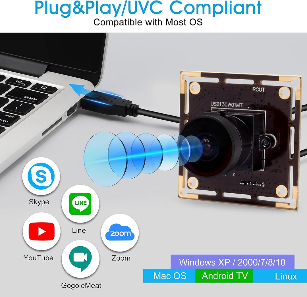 G 0.01lux USB Kameramodul Fischauge Webcammodul 170grad Weitwinkel HD geringe Beleuchtung Webkamera,