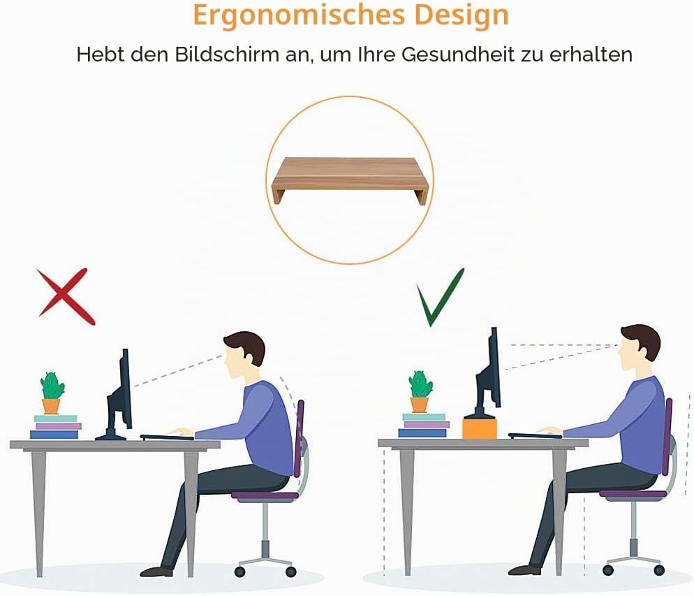 Monitorständer für Schreibtisch Holz, Computerständer für Desktop-Monitor Erhöhung Schreibtisch Comp