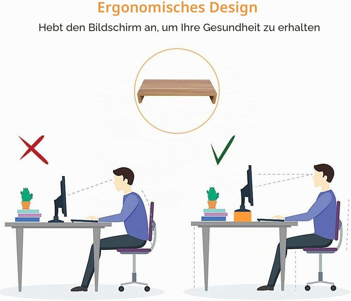 Monitorständer für Schreibtisch Holz, Computerständer für Desktop-Monitor Erhöhung Schreibtisch Comp