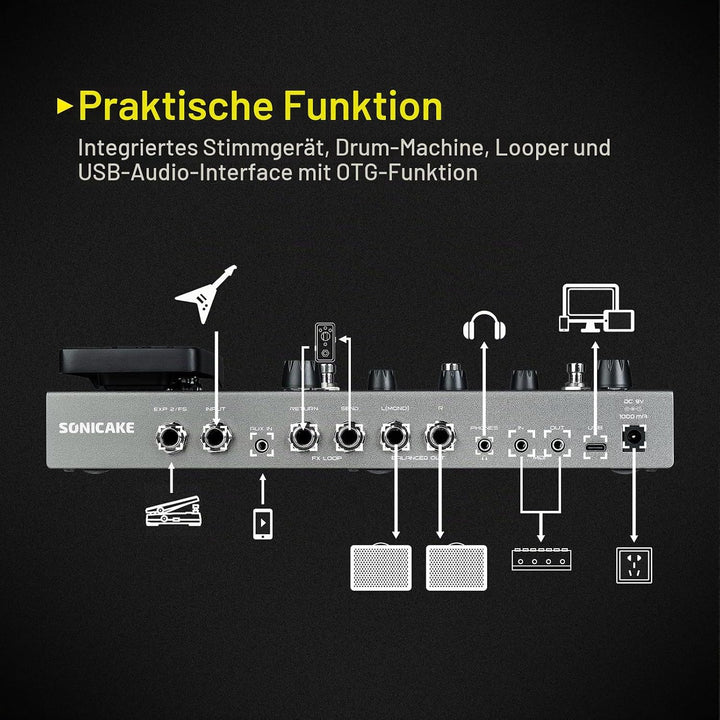 SONICAKE Gitarren Effektpedal Multi-Effekte Prozessor mit Expression Pedal Gitarren Bass Amp Modelin