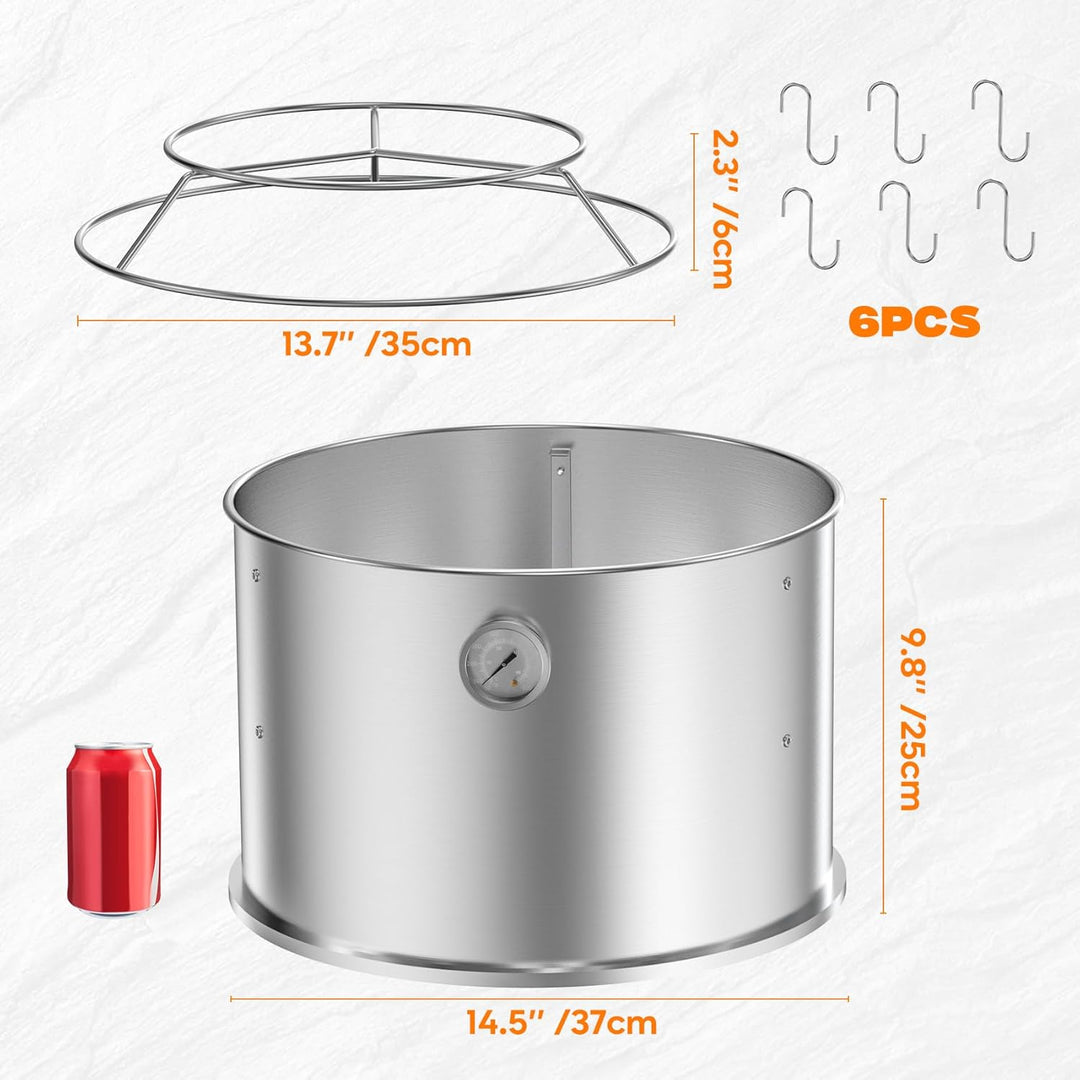 Onlyfire Edelstahl Räucherkammer Mittelkochsystem für Weber Smokey Joe 37cm Holzkohlegrill, Enthält