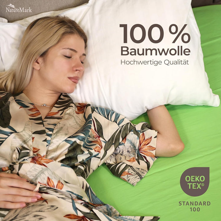 Green Mark Klassische Bettlaken – 2er Pack Flache Laken aus 100% Baumwolle, ohne Gummi, hautfreundli