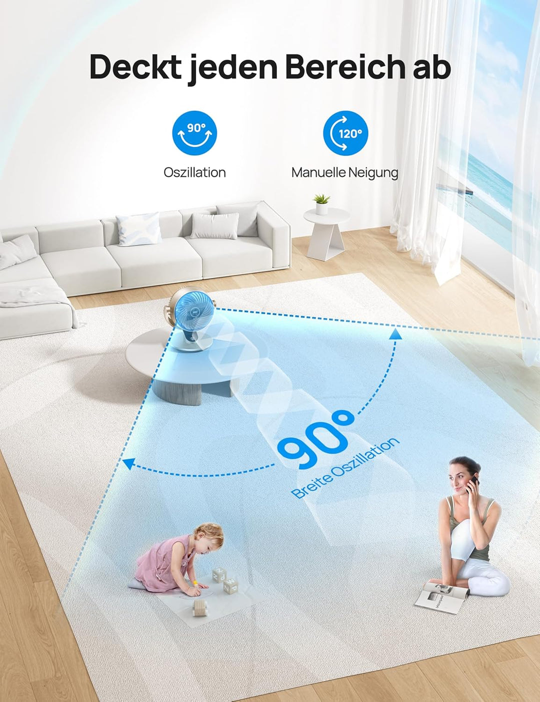 Dreo 28dB Leiser Smart Tischventilator für Schlafzimmer Büro, Ventilator mit Fernbedienung Kühlung 2