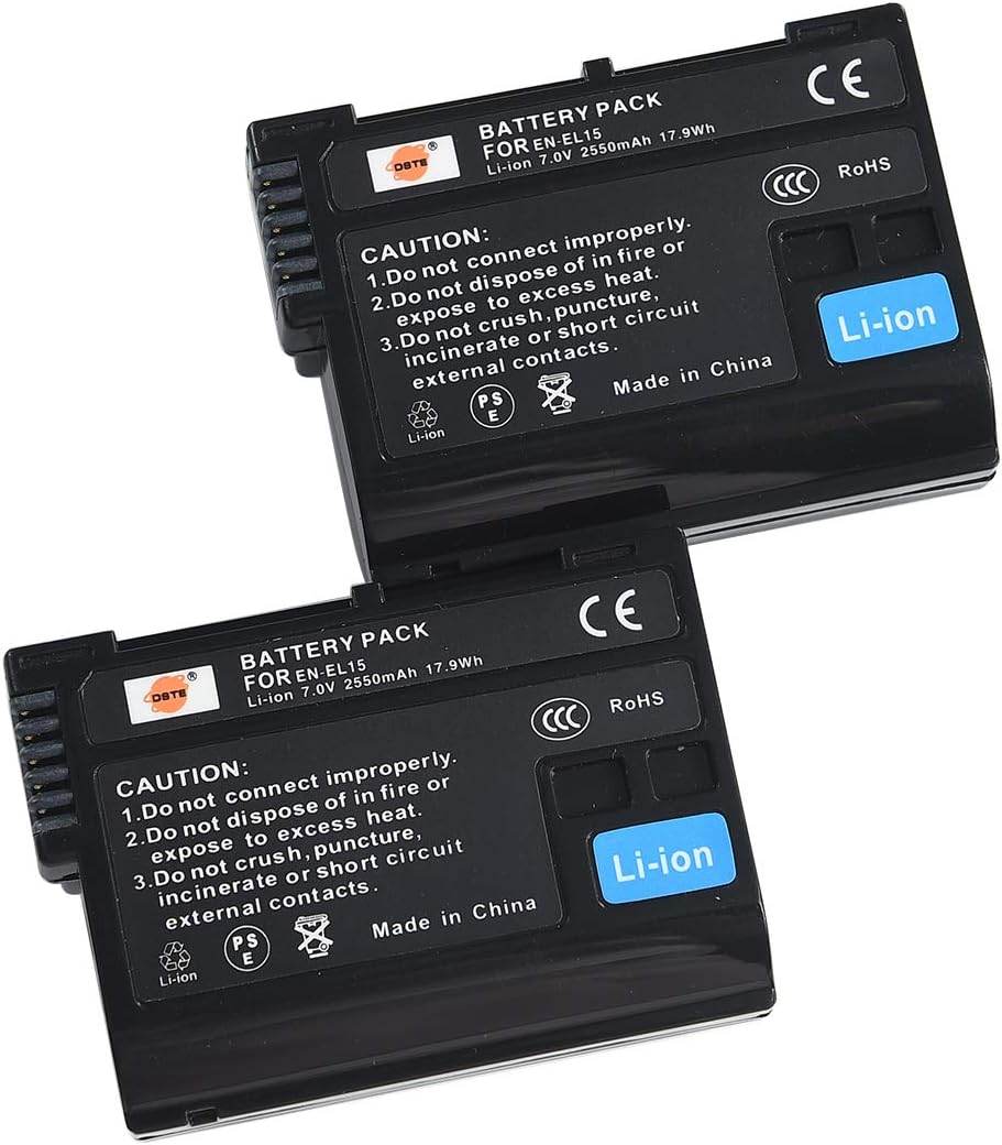 DSTE EN-EL15 Li-Ionen Batterie (2-Pack) und Micro USB Ladegerät Anzug Kompatibel für Nikon D500 D600