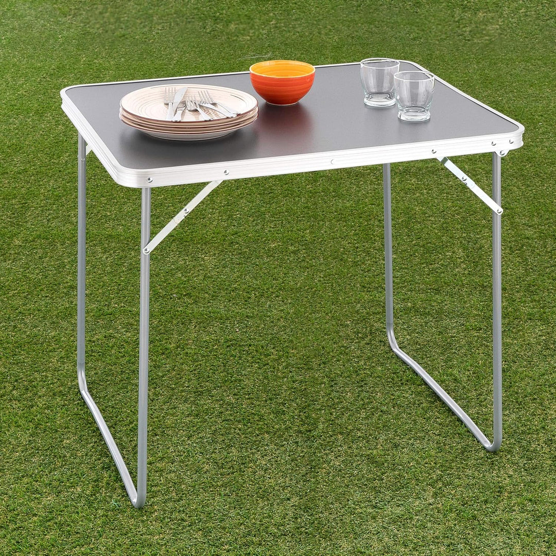 SONLEX Camping-Tisch Outdoor-Tisch grau klappbar mit Tragegriff 80x60x70 cm faltbar leicht Klapptisc
