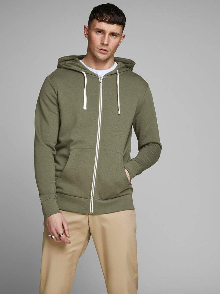 JACK & JONES Herren JJEHOLMEN Sweat Zip Hood S Grün (Olive Night Fit:reg Fit), S Grün (Olive Ni