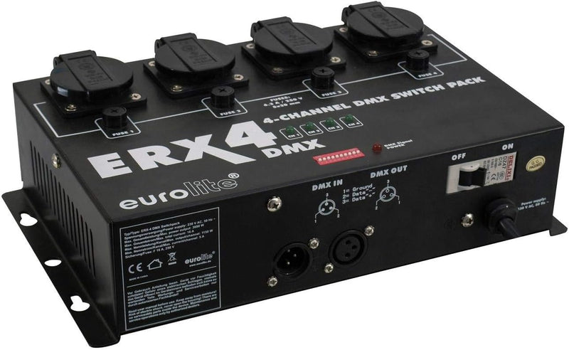 EUROLITE ERX-4 DMX Switchpack | 4-Kanal-Switchpack, bis zu 5 Ampere belastbar, Schaltung per Relais