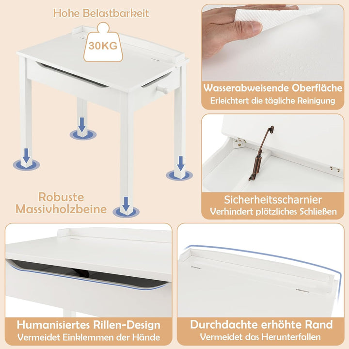 DREAMADE Kinderschreibtisch mit Stuhl, Schülerschreibtisch aus Holz, Jugendschreibtisch, Kindertisch
