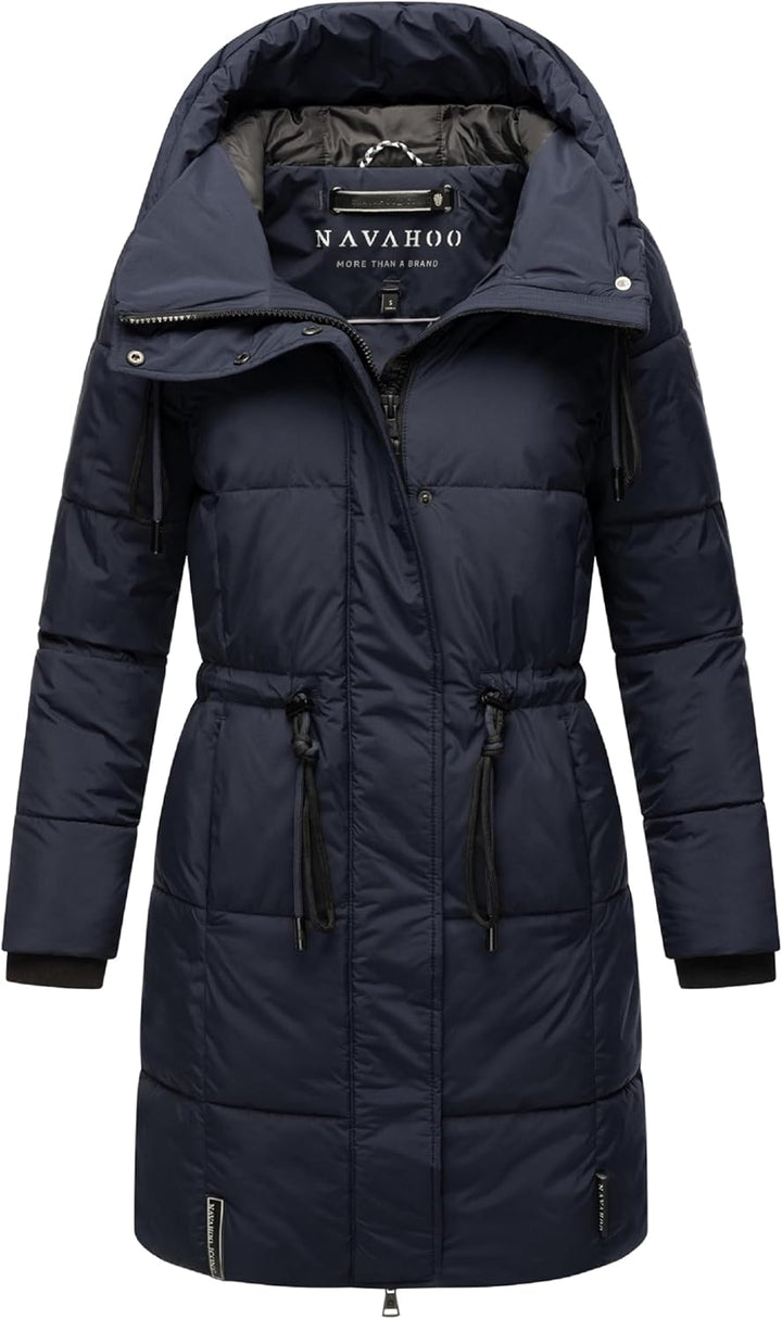 Navahoo Damen Wintermantel kurzer Steppmantel mit Kapuze Zuckertatze XIV XS-XXL XS Navy, XS Navy