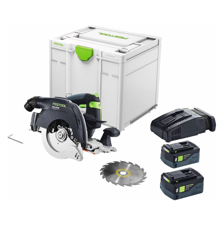 Festool Akku-Handkreissäge HKC 55 5,0 EBI-Plus-SCA (mit Akkupacks, Schnellladegerät, Kreissägeblatt,