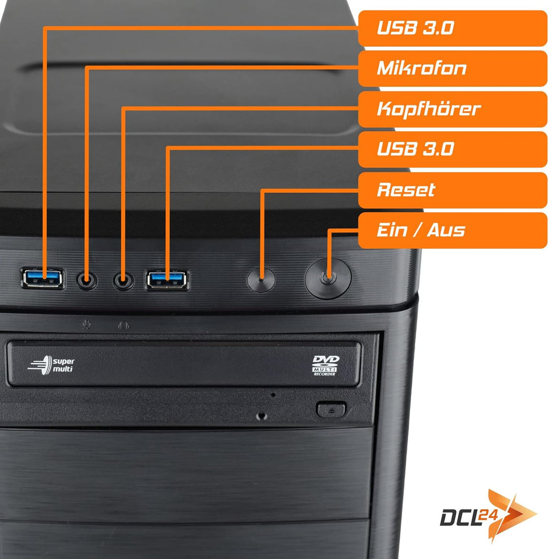 dcl24.de Office PC [18855] AMD Ryzen 5-7600X 6x5.3 GHz Turbo - 16GB DDR5, 500GB SSD, GT1030 2GB, WLA