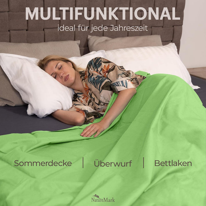 Green Mark Klassische Bettlaken – 2er Pack Flache Laken aus 100% Baumwolle, ohne Gummi, hautfreundli