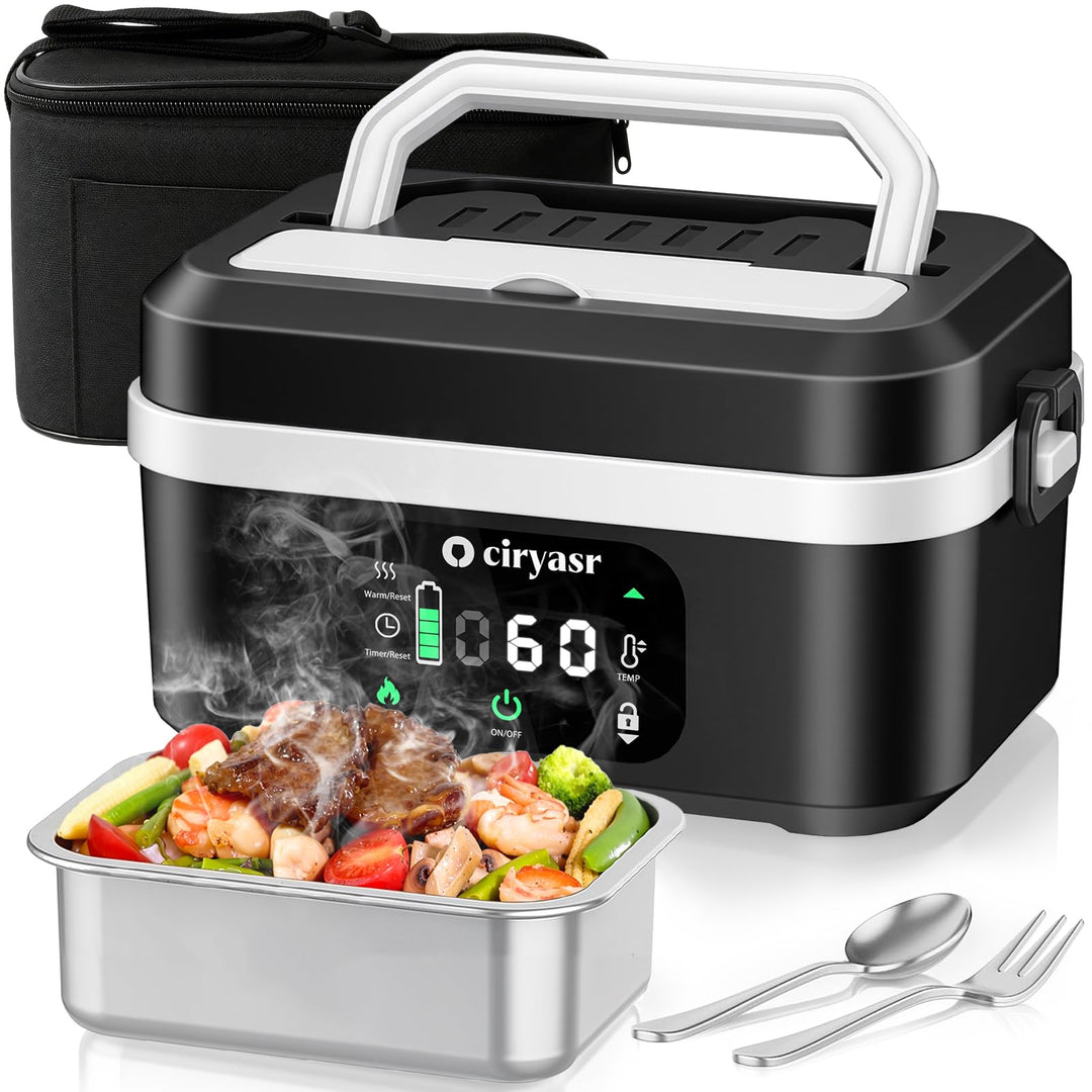 Elektrische Lunchbox mit Akku 20000mAh, 100w Wiederaufladbar Selbstheizende Brotdose mit 1,35L Herau
