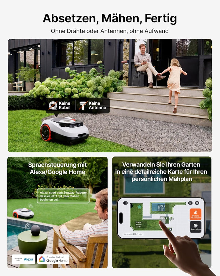 Navimow i220 LiDAR Mähroboter für 2000 m², Geländereifen für Hänge bis 45% Neigung, LiDAR und Vision