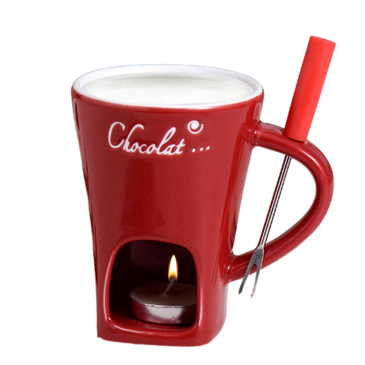 Generisch Schokoladen-Fondue-Becher-Set, Butter-Heiz-Fondue-Gabel | Hot Pot Keramik-Schmelzbecher Sc