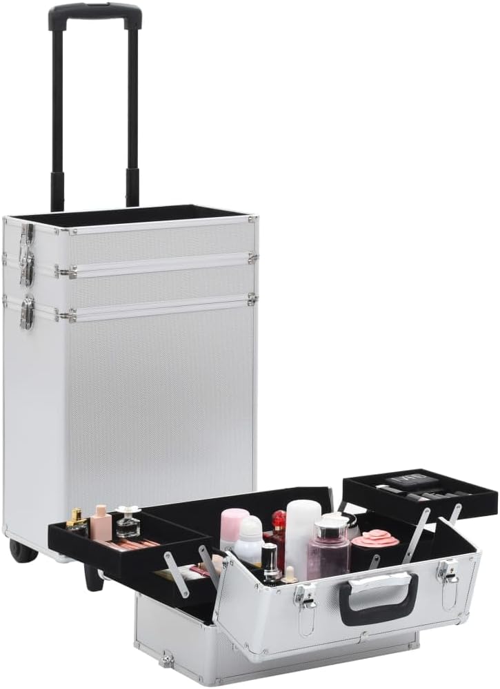 vidaXL Kosmetikkoffer mit 4 Etagen Ablagen Beauty Case Schminkkoffer Friseurkoffer Schmuckkoffer Tro