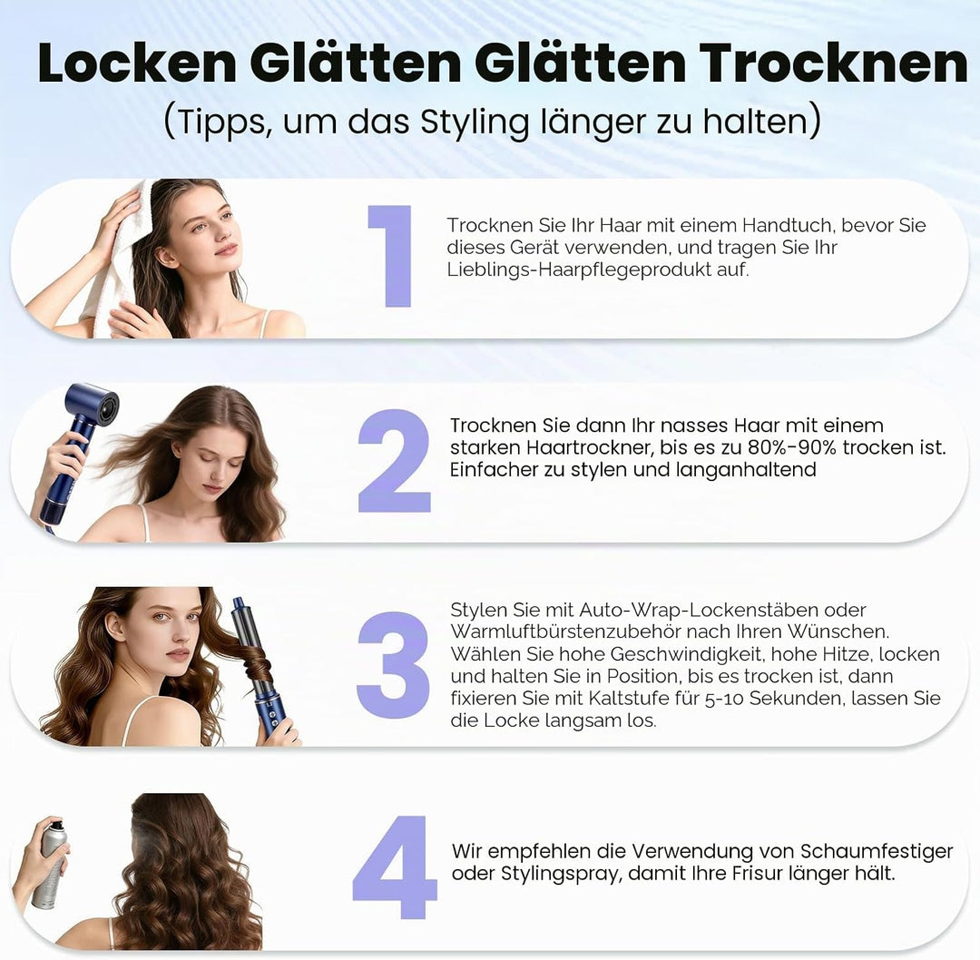 Hair Styler 5 in 1 Haarstyler Set,1400 W Airstyler Air Curlers Föhn Mit Rundbürstenföhn Warmluftbürs