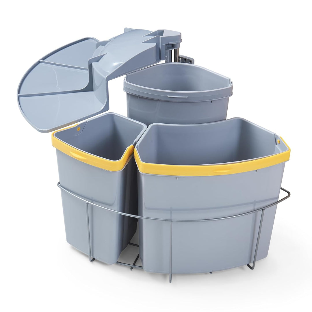 [en.casa] Einbau-Mülleimer Küche Kollby Mülltrennsystem 3fach für Unterschrank 50 cm breit 2 x 12L+1