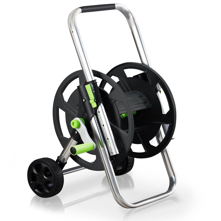 Schlauchwagen Metall, Fahrbare GartenSchlauchtrommel für 32-60m 1/2" Schlauch, mit Rädern, Verstellb