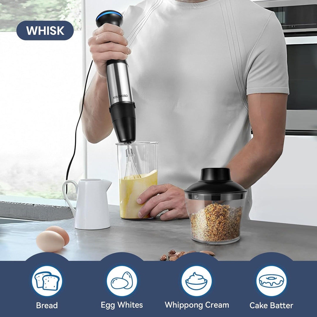1500W Stabmixer, 4 in 1 Stabmixer Set Professioneller, Pürierstab mit 21 einstellbaren Geschwindigke