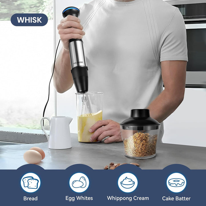 1500W Stabmixer, 4 in 1 Stabmixer Set Professioneller, Pürierstab mit 21 einstellbaren Geschwindigke