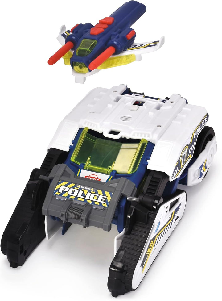 Dickie Toys - Polizei-Fahrzeug Police Bot (35 cm) futuristisches Polizeiauto (gross) mit Transform-F