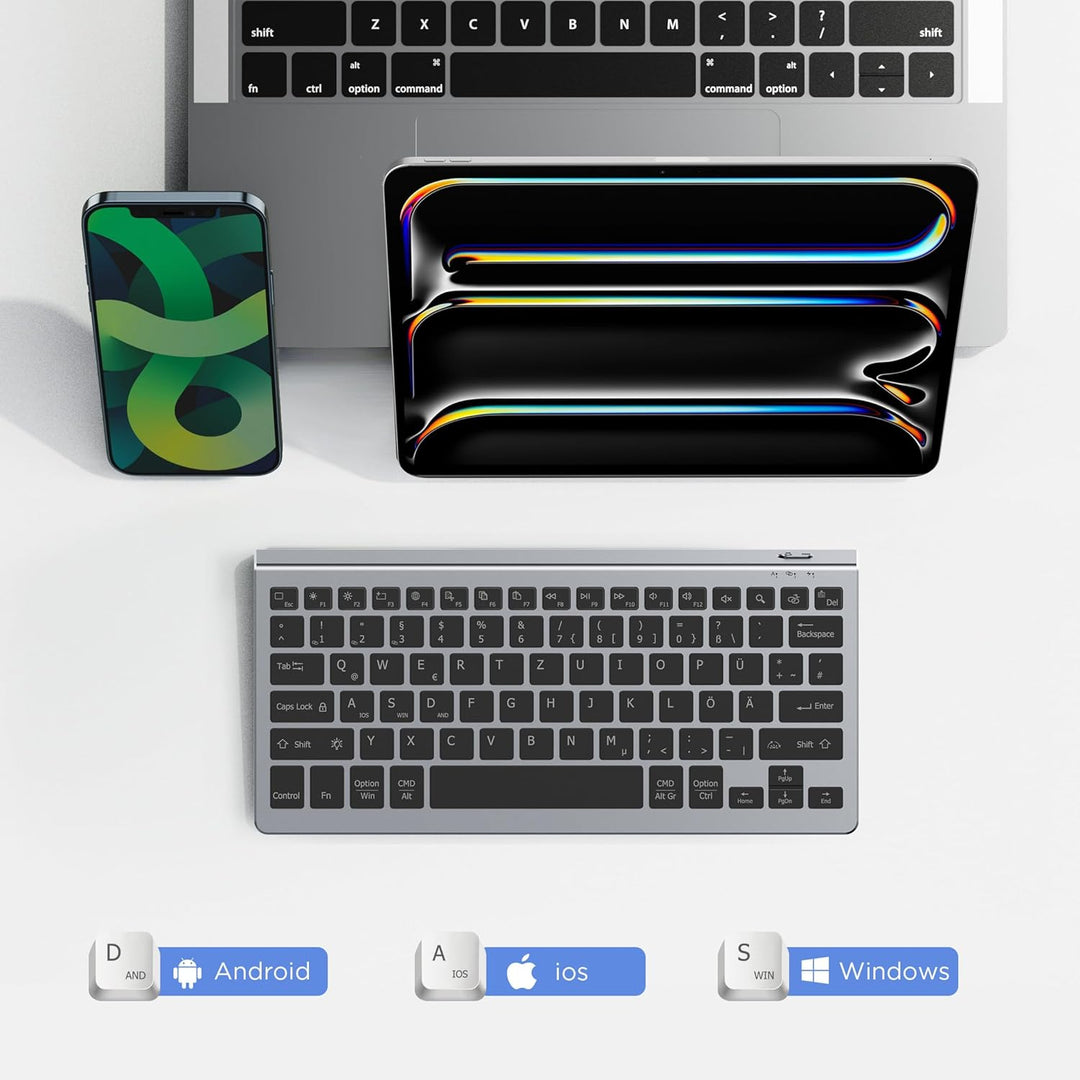 CACOE Deutsche Bluetooth Tastatur Kompatibel Mit iPad A16/10/iPad Air/Pro Tastatur Kompatibel Mit IO