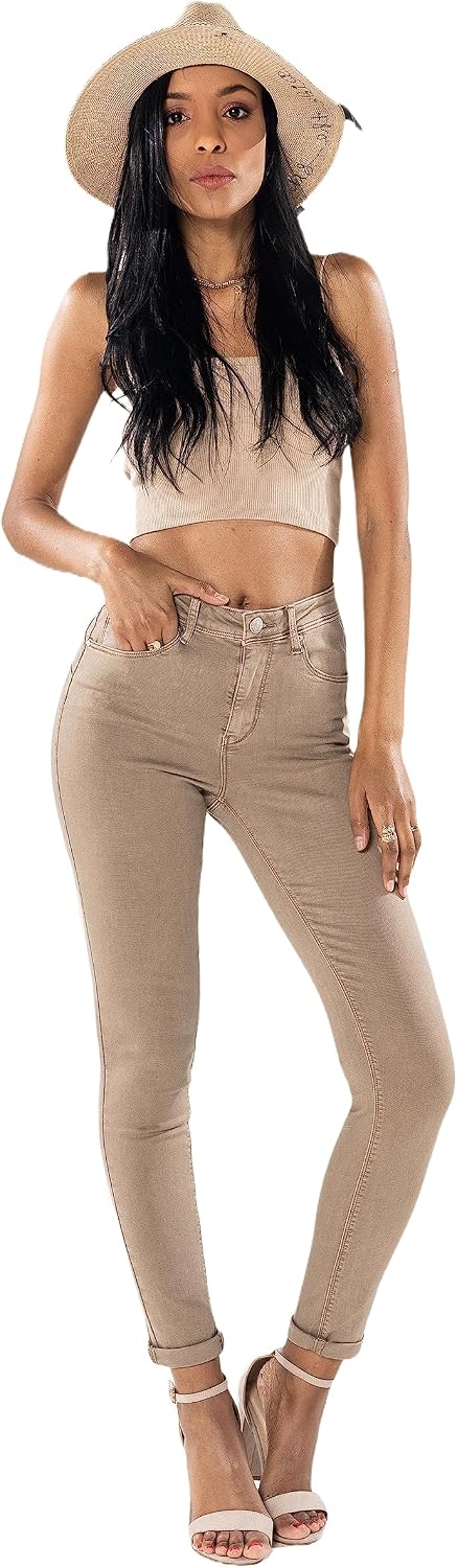 Nina Carter P106 Damen Jeanshosen Slim Fit Push-Up Skinny Jeans Mid-High Waist XS Slim Hellbraun (P1