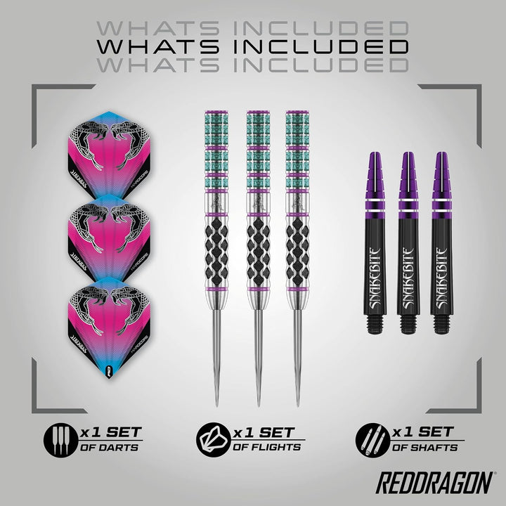RED DRAGON Peter Wright Snakebite Supa-Venom Premium Tungsten Dartset mit Flights und Stielen 21.0 G