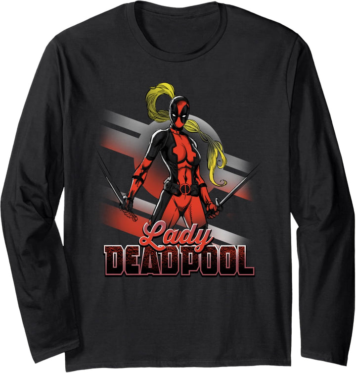 Marvel Lady Deadpool Action Portrait Langarmshirt