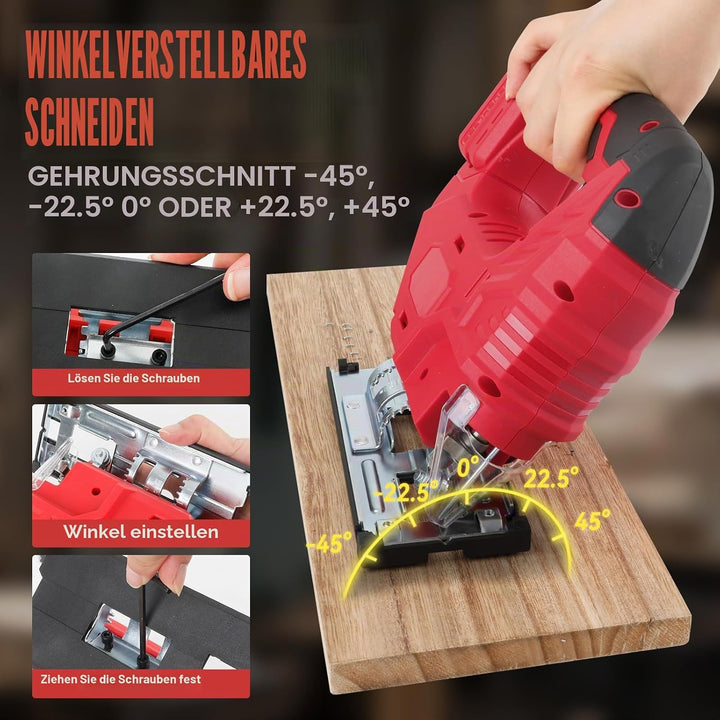 Akku-Stichsäge kompatibel mit Milwaukee 18-V-Akku, bürstenloses Stichsäge-Trennwerkzeug 400 W, 2700