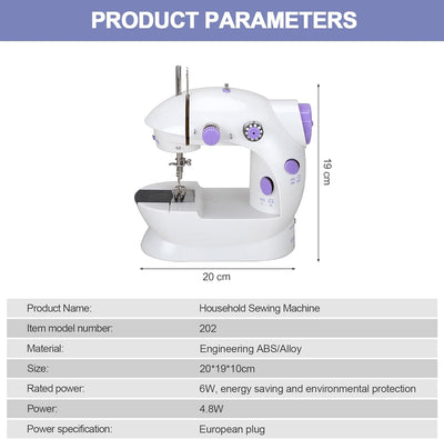 LetCart 202A Nähmaschine, Haushalt Mini Elektrische Nähmaschine Doppelfaden 2-Gang-Nähmaschine mit P