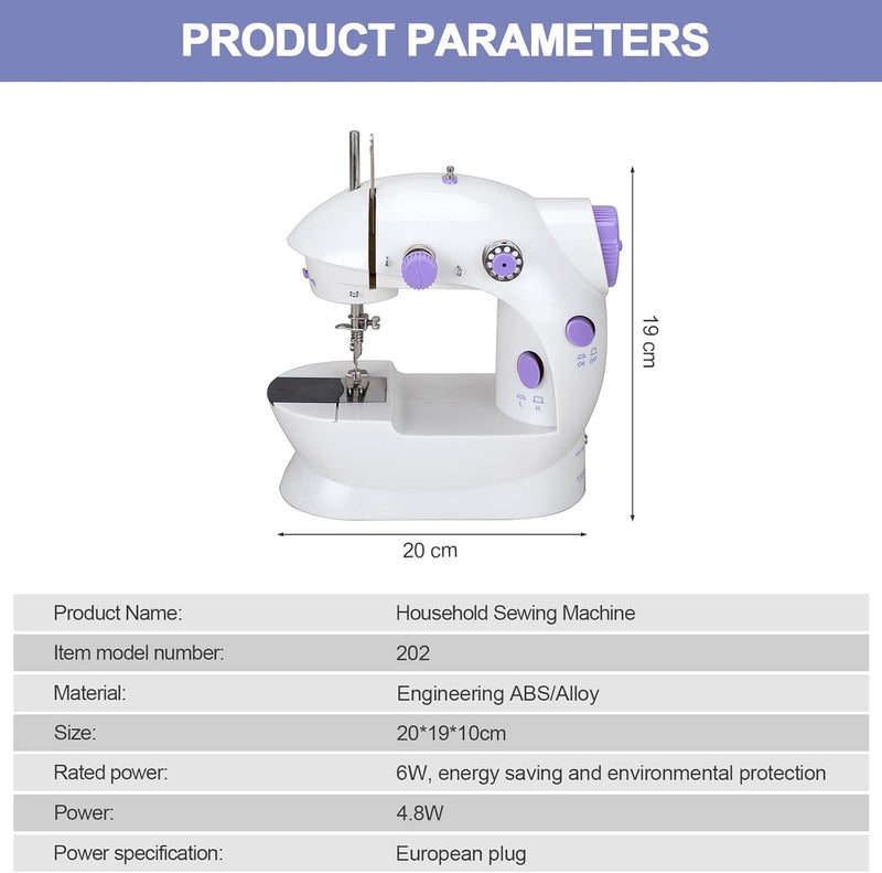 LetCart 202A Nähmaschine, Haushalt Mini Elektrische Nähmaschine Doppelfaden 2-Gang-Nähmaschine mit P