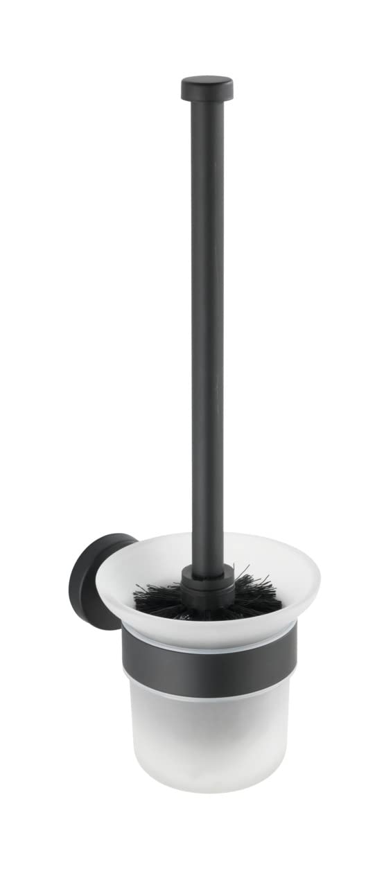 WENKO WC-Garnitur Bosio offen Edelstahl Black matt - WC-Bürstenhalter, Edelstahl rostfrei, 10 x 35 x